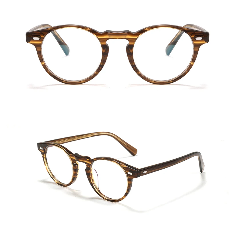 Gregory peck OV5186 винтажные оптические очки, оправа для очков, очки для чтения, женские и мужские прозрачные оправы для очков - Цвет оправы: Stripe Brown(size47)