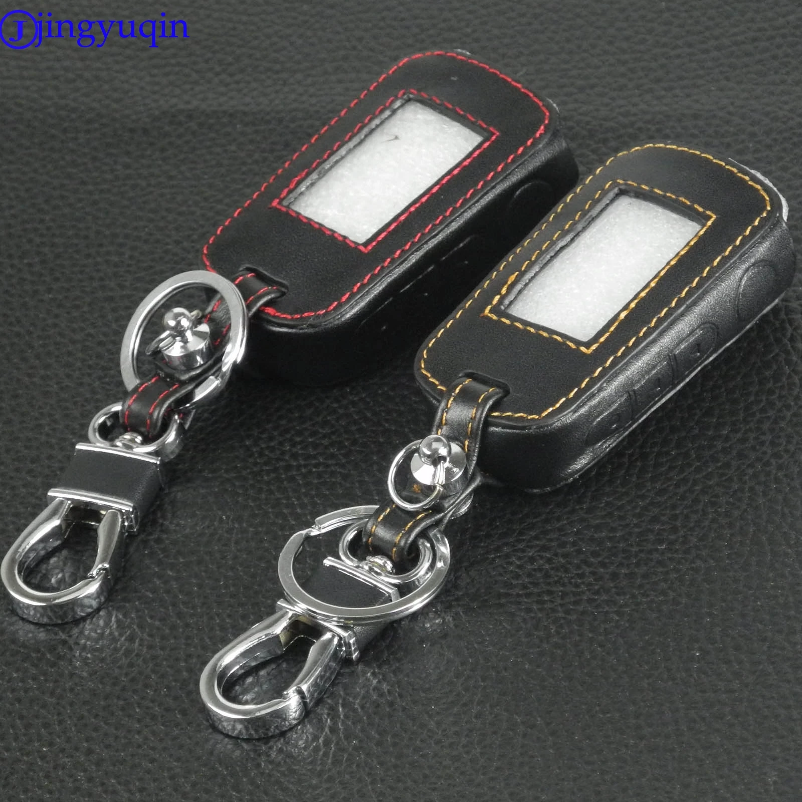 jingyuqin New A92 Leather Key Case for Starline A94 V62 A62 A64 Two Way Car Alarm LCD Remote Control Keychain Fob Cover | Автомобили и