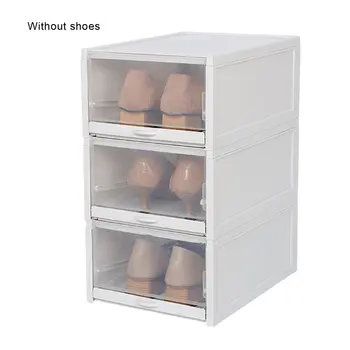 

3pcs set Clear Plastic Stackable Transparent Shoe Box Shoes Storage Box Drawer Creative Assembled Drawer