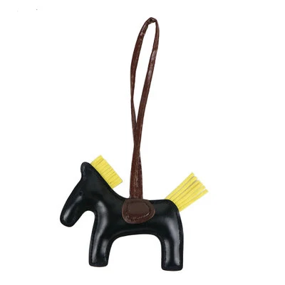 Роскошные Брелки из кожи PU ручной работы лошадь брелок для ключей Женская Очаровательная подвеска для сумок ручная кисточка висящий орнамент аксессуары для сумочек - Цвет: Black