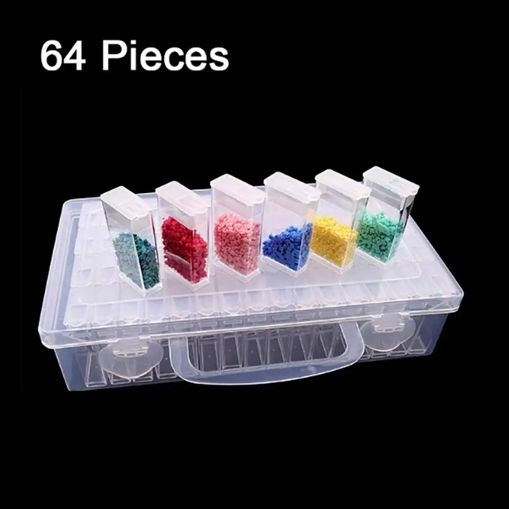 

64 Grids Plastic Transparent Storage Box Case Beads Medicine Jewelry Organizer