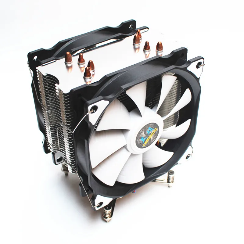  LANSHUO CPU Silent Dual Fan 4 Heat Pipe 3 Wire CPU Cooler Fan for Intel LGA 2011 Self-Contained Bac