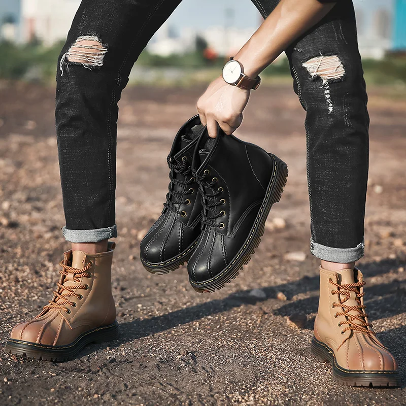 Men's winter boots waterproof short fashion ankle boots for students round toe wear-resistant male boot new