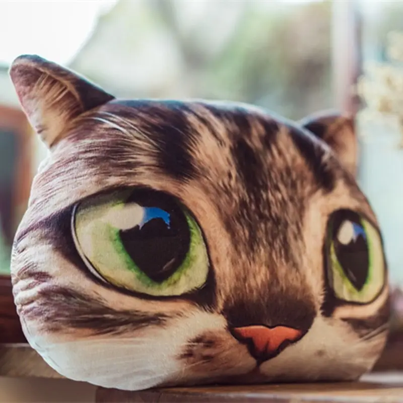 Творческая кошка плюшевая подушка 3D принт котенка «головa кота Подушки Большой Размеры мультфильм диванная подушка