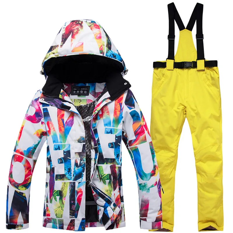 Зимние женские комплекты для сноубординга, теплый водонепроницаемый ветрозащитный лыжный костюм, женский зимний комплект одежды, куртка и штаны, уличная Лыжная одежда - Цвет: Color 4