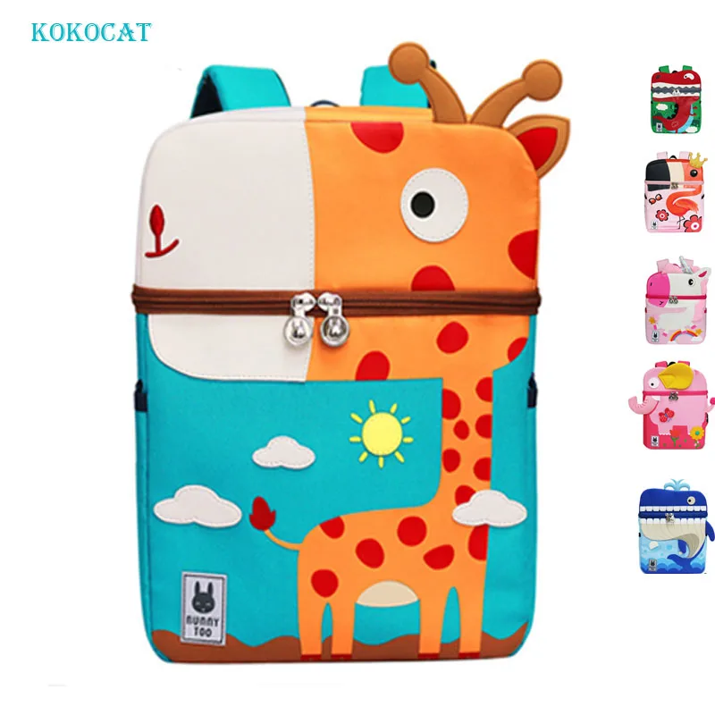 Kid Unicorn Backpack Cute 3D Cartoon Dinosaur Anti-lost Printed Kindergarten orthopedic School Bag for Girl Boy Children Mochila