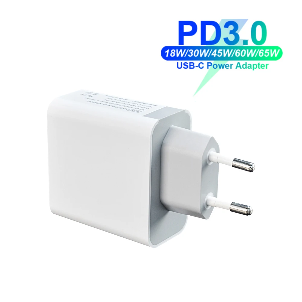 65W TYPE-C USB-C Power Adapter PD60W 45W QC3.0 Charger For USB-C Laptop MacBook Pro/Air iPad Pro 12W for Samsung iPhone 2M Cable