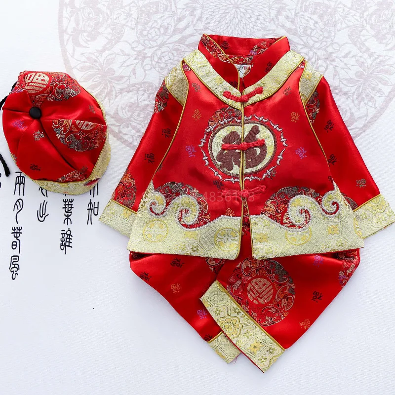 Традиционная китайская одежда с цветочным рисунком для младенцев; вечерние костюмы Танга для маленьких девочек и мальчиков; костюмы на Хэллоуин в азиатском стиле; костюм в стиле ретро
