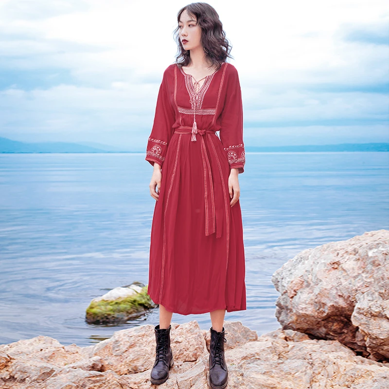 burgundy fringe dress