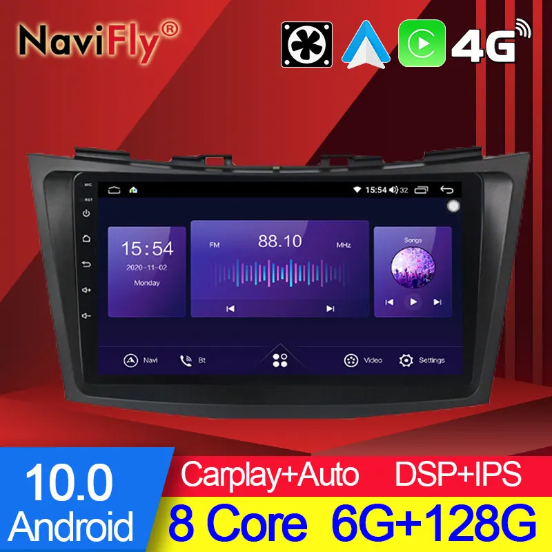 Автомобильная Мультимедийная система NaviFly 7862C 6 ГБ 128 Android 10 видеоплеер для Suzuki Swift