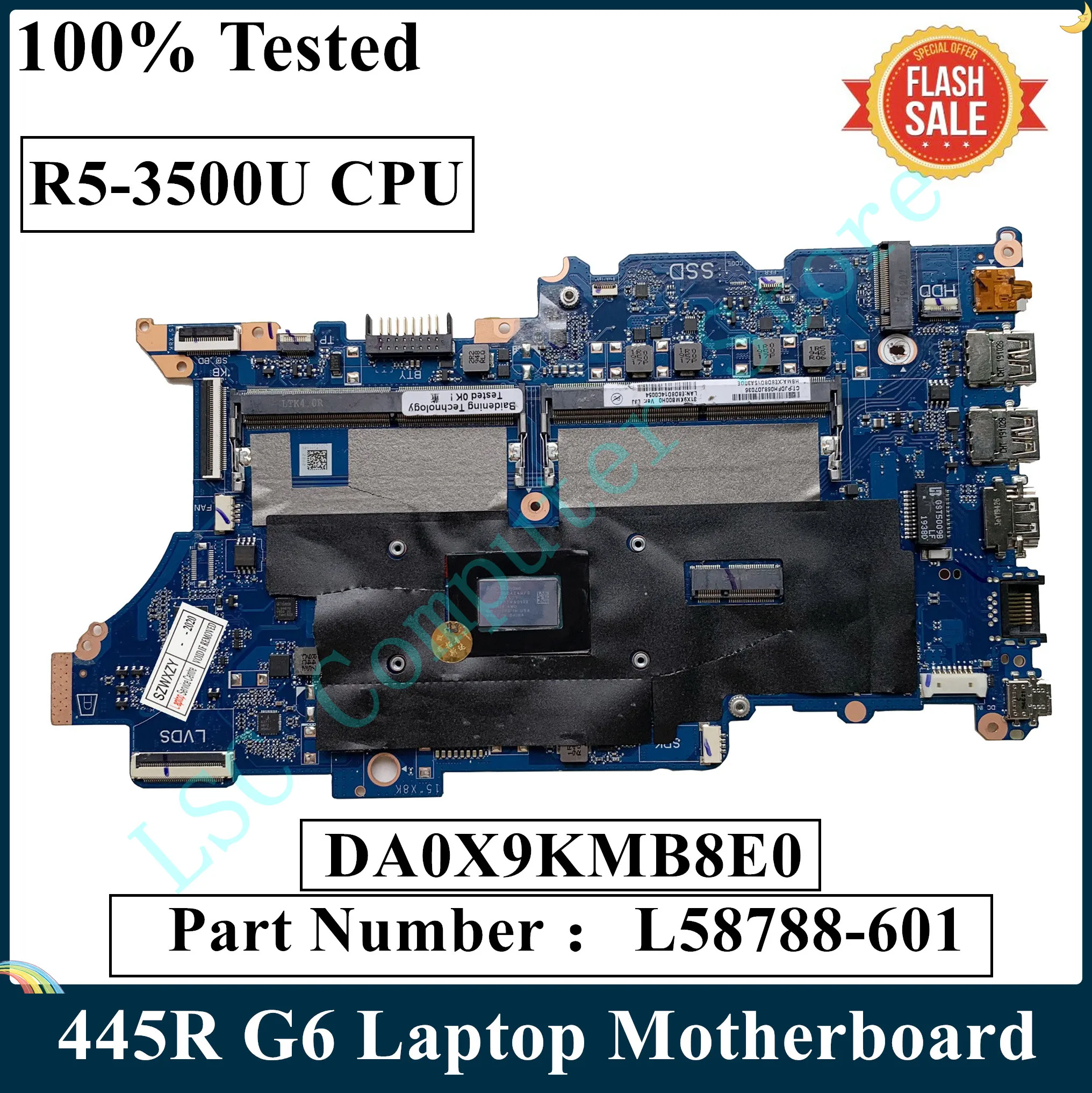 Материнская плата LSC для ноутбука HP PB 445R G6 с центральным процессором R5-3500U DA0X9KMB8E0