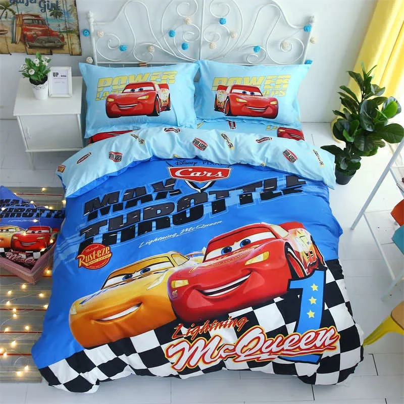 Комплект постельного белья disney Lightning Mc queen Cars queen size для мальчиков, простыня, пододеяльник, 3-5 шт., подарок на день рождения, декор кровати