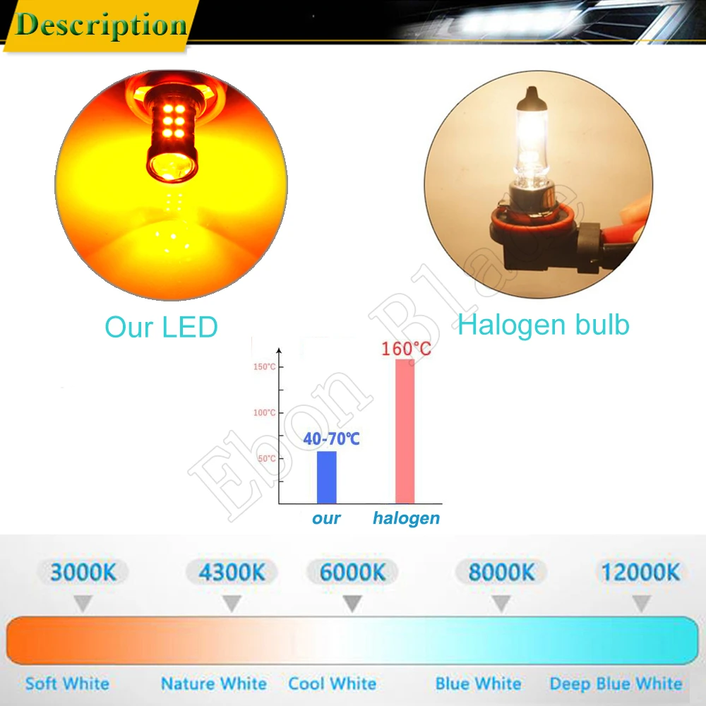 2Pcs Car Led H8 H11 H16JP 3030 30SMD Auto Fog Light Lamp Bulbs Projector Lens Running Driving Light Amber Orange Yellow 12V DC Led Bulb Led Fog Light Led Light Fog and Headlight Bulbs