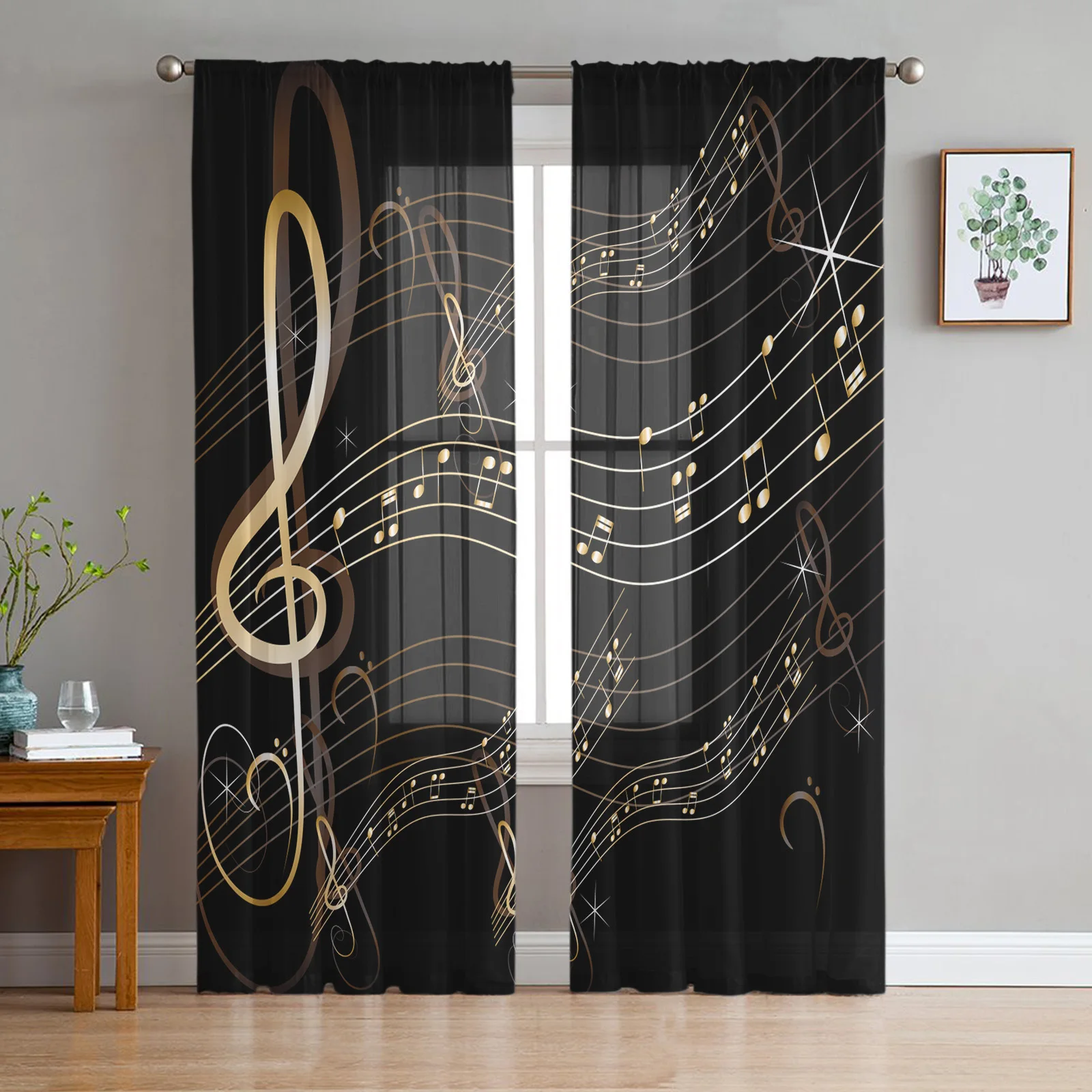 Curtains Living Room Music Notes Curtains Curtains Windows Sheer Curtains Living Aliexpress