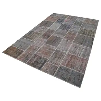 

197x292 Cm Grey Handmade Patchwork Rug-6x10 Ft