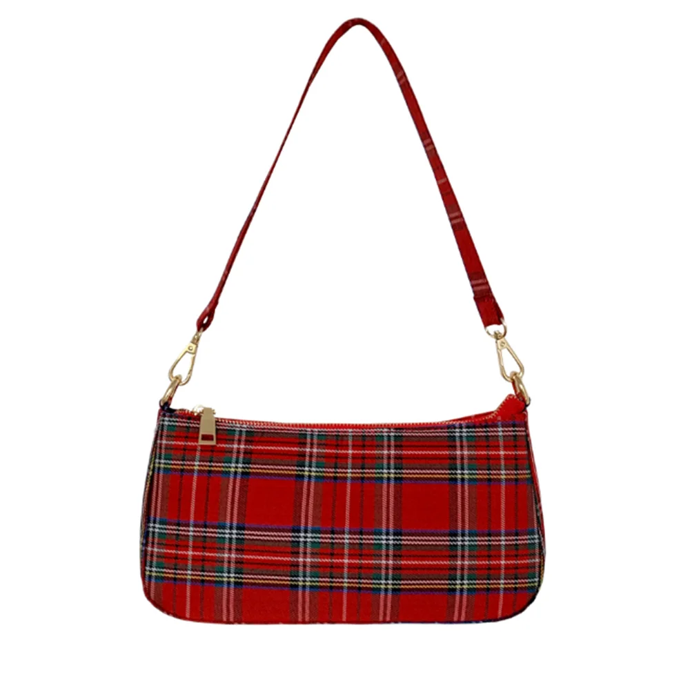 

INS New design Grid bag Canvas bag Literary and art restoration Single Shoulder Skew Pack
