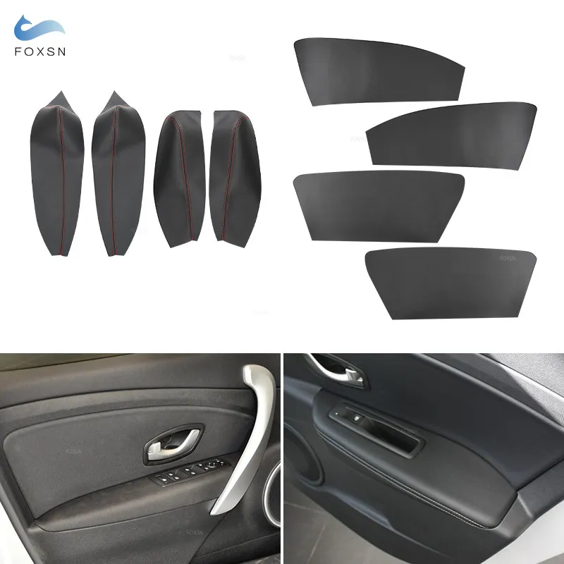 

Car-styling Microfiber Leather Interior Door Armrest Panel Cover Trim with Mount Fittings For Renault Fluence