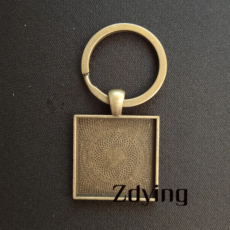 ZDYING 5 шт. античная бронза/серебряный брелок для ключей база подходит 25 мм стеклянные Брелоки-украшения DIY аксессуары для ювелирных изделий