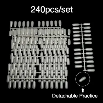 

240pcs Nail Tips Color Card Nail Art Practice Display Tools Clear White Buckle Ring Manicure Color Card for Nail Polish Gel Poly