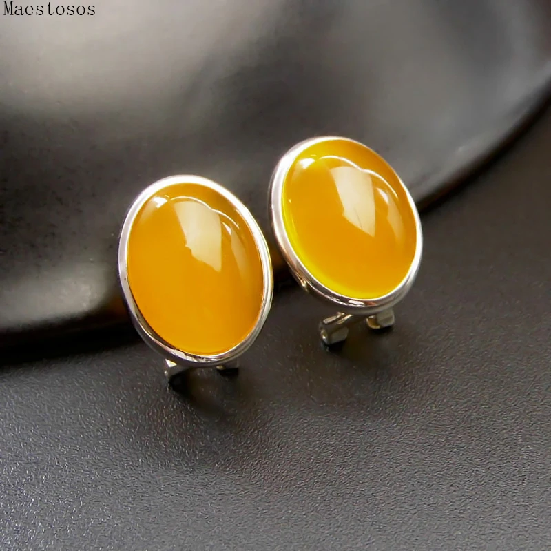 

Maestosos 925 Sterling Silver Earrings Nature Yellow Agate Earrings Earings Fashion Jewelry 2019 Ladies Ear Rings with Gemstone