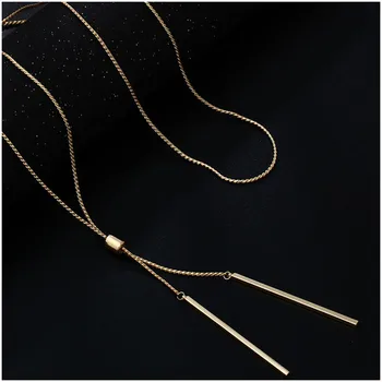 

2020 Fashion Long Necklaces For Women Tassel Pendant Sweater Necklace Kolye Metal Link Chain Fashion Jewelry collier femme