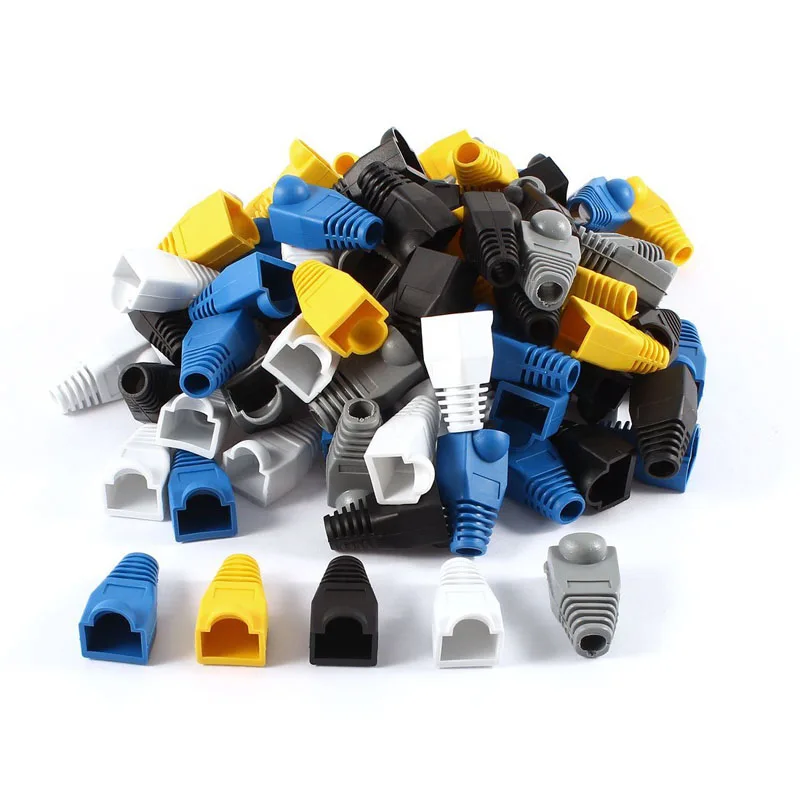Uxcell 100 шт Мягкий пластиковый Ethernet RJ45 Кабельный соединитель сапоги заглушка