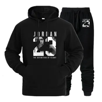 

New 2020 Brand Tracksuit Fashion JORDAN 23 Men Sportswear Two Piece Sets All Cotton Fleece Thick hoodie+Pants Sporting Suit Male
