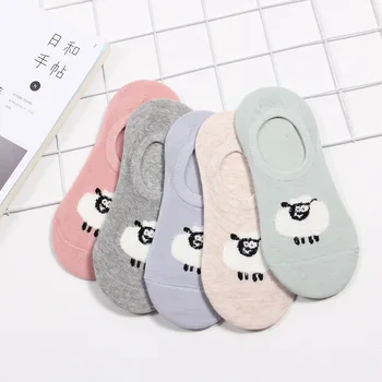 

5 Pairs Womens Socks Cute Cartoon Breathable Soft Kawaii Short Ankle Socks Summer Lion sheep New Creative Pattern Street Style