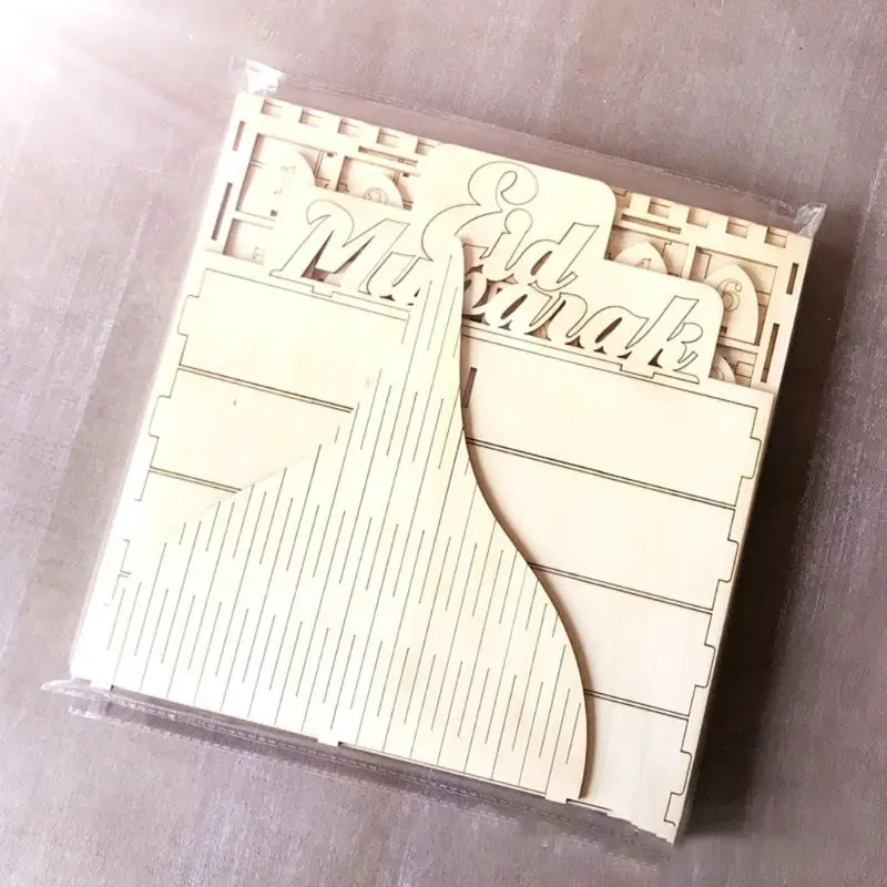 

Wooden MDF Muslim Eid Mubarak Sign Advent Calendar Countdown House Drawer Party DIY Decoration 72XF