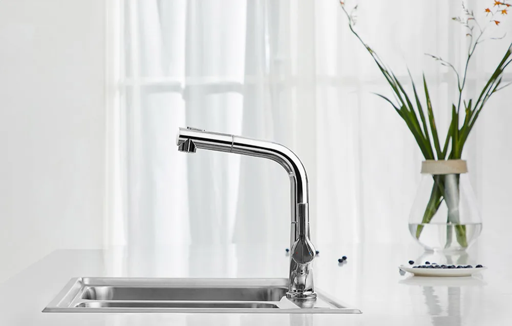 Diiib Kitchen Sink Faucet With Pull Out Rinser Sprayer 2 Water Mode Hot and Cold Mixer Tap from