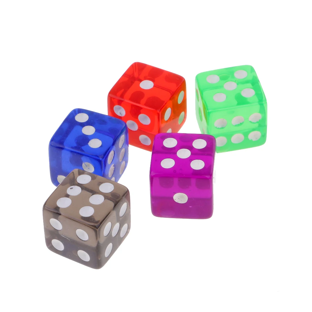 50Pieces/Set 5 Colors 16mm Square Dices Die with Bag for D&D MTG Game Props