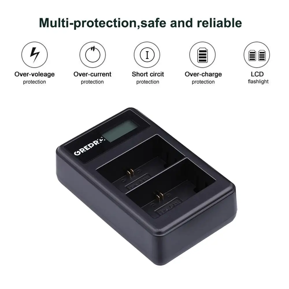 Bateria ou Lcd Carregador Duplo para Sjcam Sj5000 Sj6000 Sj8000 Sj9000 M10 Eken 4k h8 h9 Git-lb101 1350mah Pg1050 Sj4000 Sj7000 - Image 6