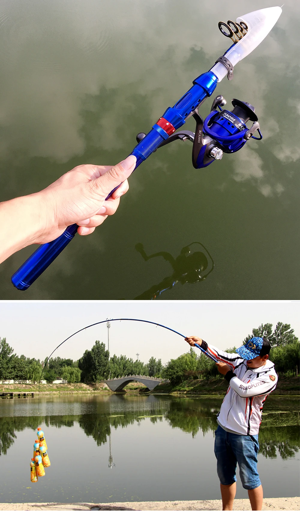 Vara de Pesca Haste e Molinete Combo Carbono Telescópica Fiação Carretel Conjunto 1.8 - 2.1 2.4 2.7 3.0m 10 Cheap Conj. de varas