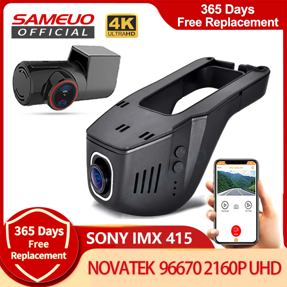 Dashcam per auto a 360°, con 4 telecamere anteriori e posteriori 1080P, telecamera per auto con WiFi, modalità parcheggio 24 ore su 24, con visione notturna con scheda da 128 GB