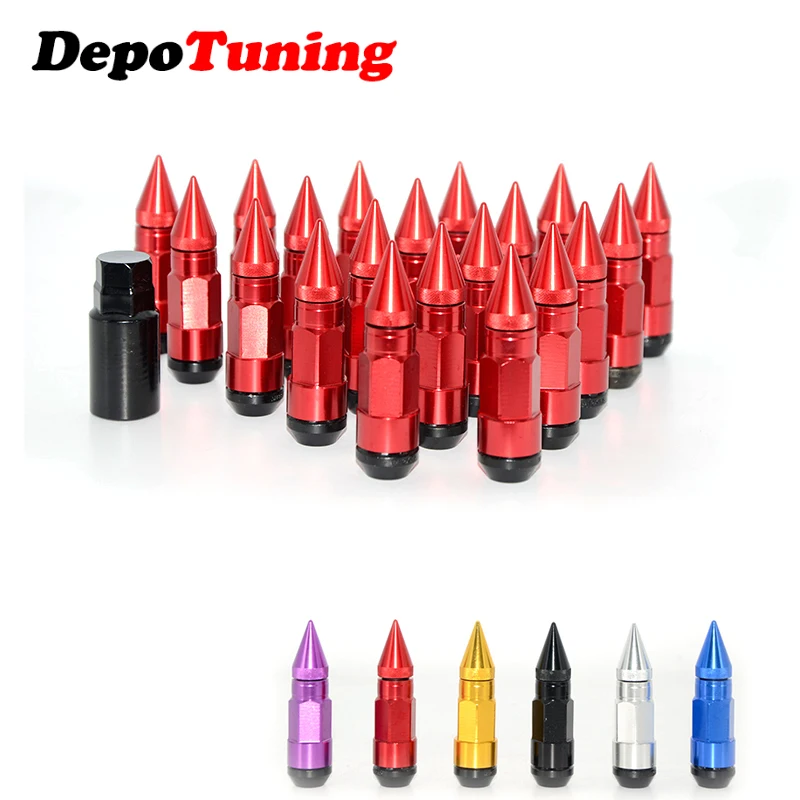 DepoTuning Стайлинг колесные гайки M12X1.5 20 шт. гоночная композитная гайка Противоугонная стальная Блокировка колесная гайка болт с шипами