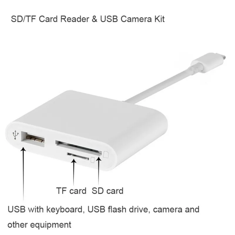 Многофункциональный 3-в-1 кард-ридер Многофункциональный USB Камера TF защищенная цифровая карты памяти Кабель-адаптер для Apple
