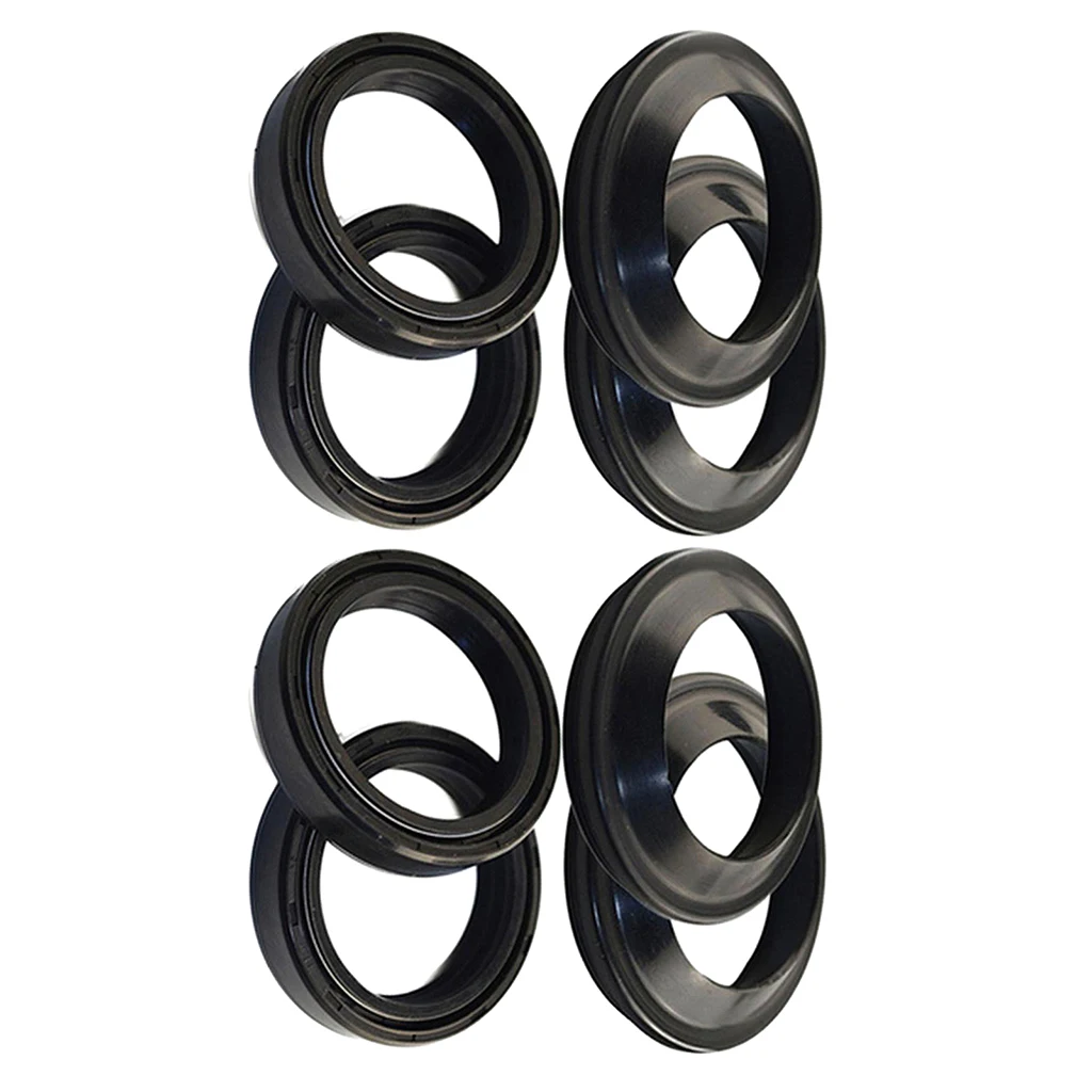8pcs Rubber Front Fork Shock Oil Seal and Dust Seal Set 41mm x 54mm x 11mm for Yamaha XVS650 V Star Custom 1998-2008