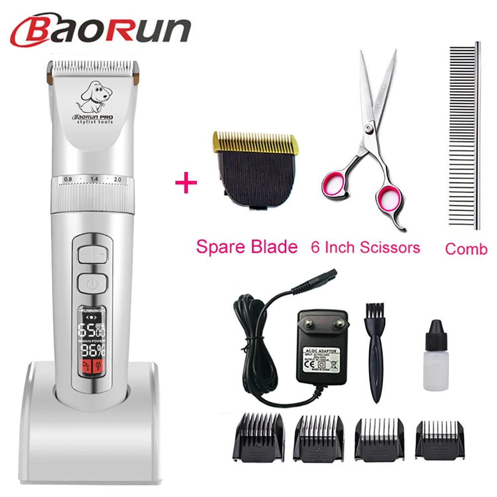 Online Baorun P9 cortacésped perros profesional LCD pantalla Pet Cat Clippers recortador eléctrico máquina de corte de pelo recargable Animal