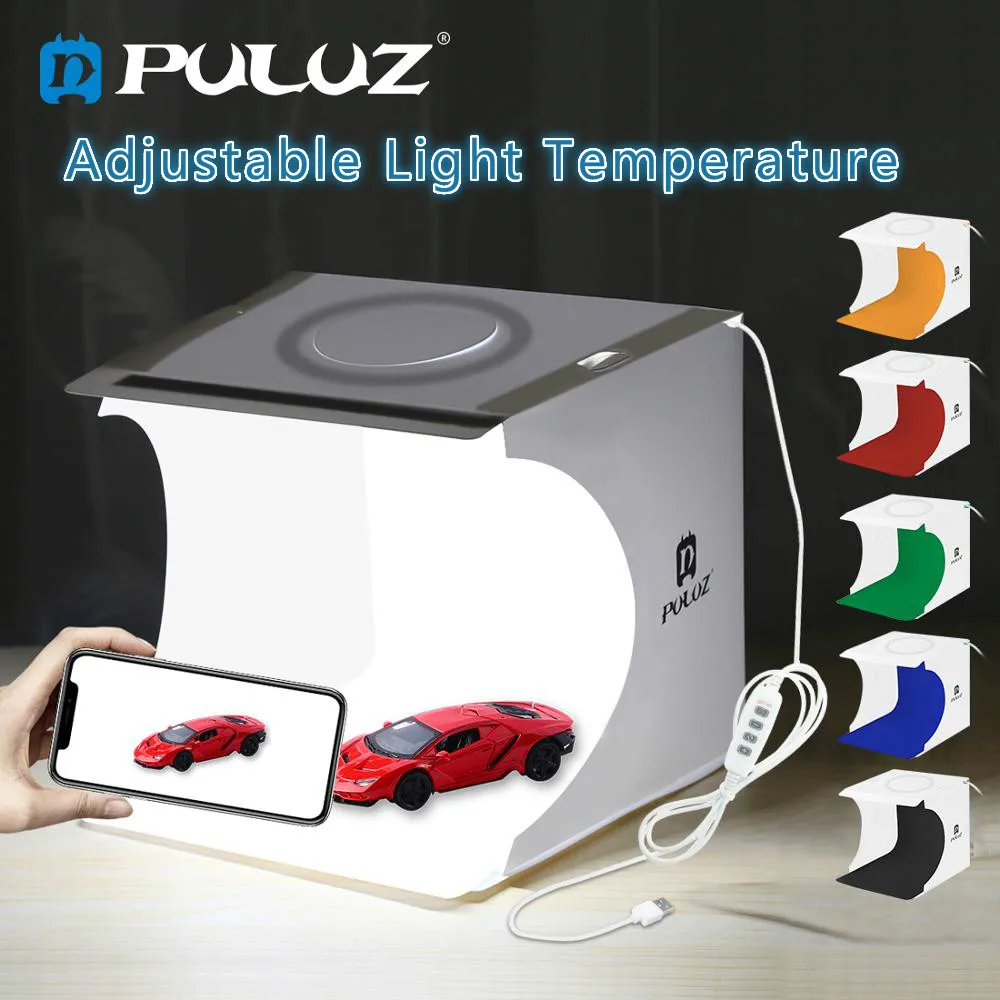Mini Photography light box Adjustable Ring led light Folding Lightbox Photo Studio Soft box Photo Background Kit for DSLR Camera