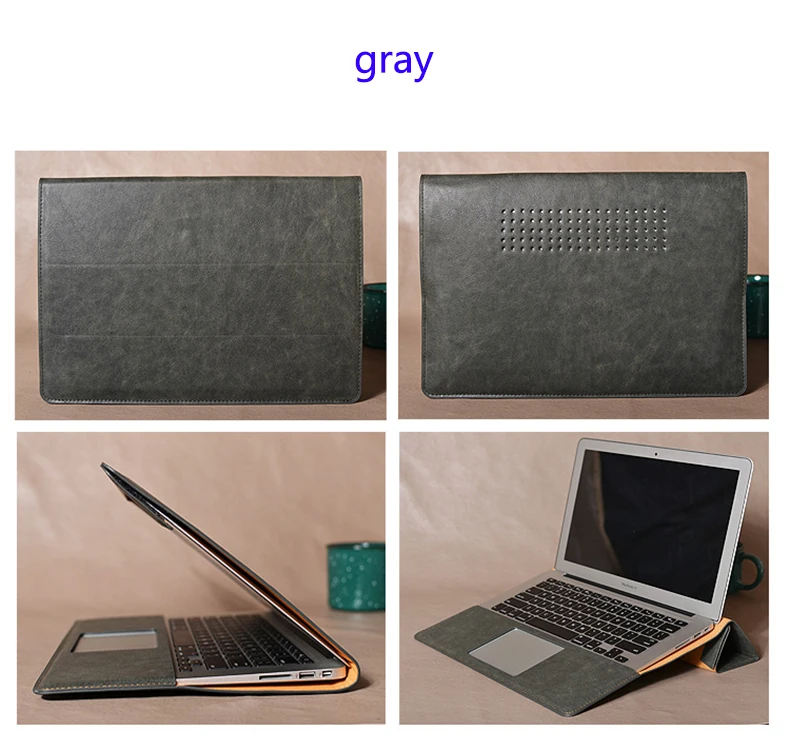 Чехол для 13," Dell XPS 13 9360/9365/9380 модели из искусственной кожи чехол-книжка защитный чехол для ноутбука Dell XPS 13,3 дюймов - Цвет: Серый
