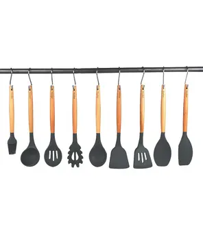 

Silicone Wood Handle Kitchen Cooking Tools Utensil Cookware Food Grade Spatula And Ladle Kitchenware Birthday Gift