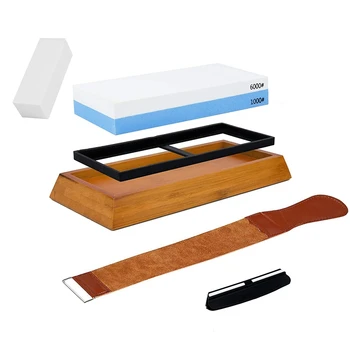

Whetstone 1000 6000-Knife Sharpening Stone - Best Knife Sharpening Kit with Angle Guide,Flattening Stone & Leather Strop