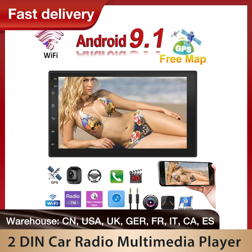 2 Din Android 9 1 Автомобильный мультимедийный видеоплеер автомобильное радио Bluetooth Wi Fi