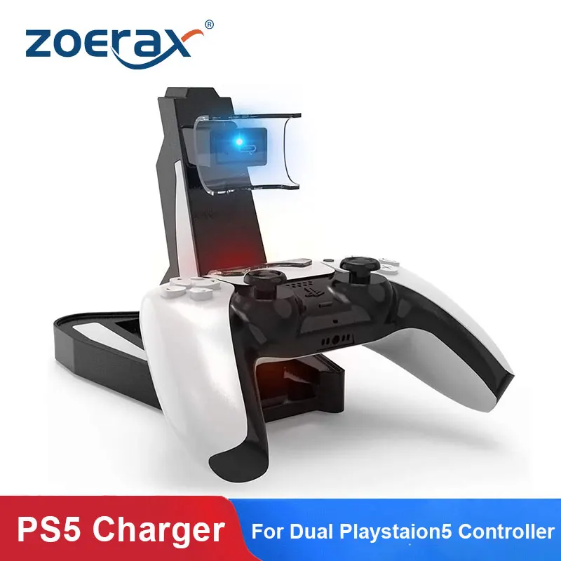 

Zoerax PS5 Controller Charger Double USB Fast Charging Docking Station Stand & LED Indicator for Playstaion 5 Controllers