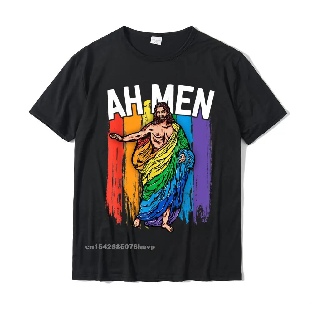 Summer Casual Fall 100% Cotton Crew Neck Adult Tees Custom Tops Tees Prevailing Short Sleeve T-Shirt Drop Shipping Ah Men Gay Jesus Shirt Funny LGBTQ Shirts Gifts Rainbow T-Shirt__1970.Ah Men Gay Jesus Shirt Funny LGBTQ Shirts Gifts Rainbow T-Shirt  1970 black.