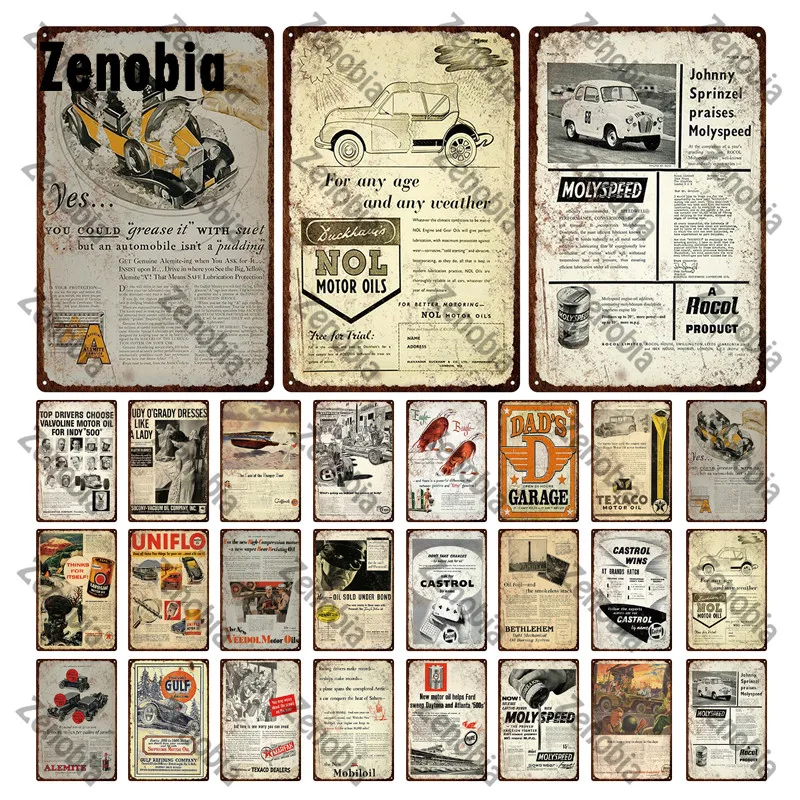 

Винтажный жестяной знак Motor Oil, металлическая табличка, металлический постер для комнаты, настенная наклейка, украшение для гаража, мужская пещера, декор для клуба