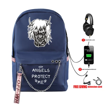 

Frdun new Lil Peep Rapper Hip Hop Backpack Printed 2019 New with USB zipper Harajuku Fashion Shoulder Students Travel Backpack