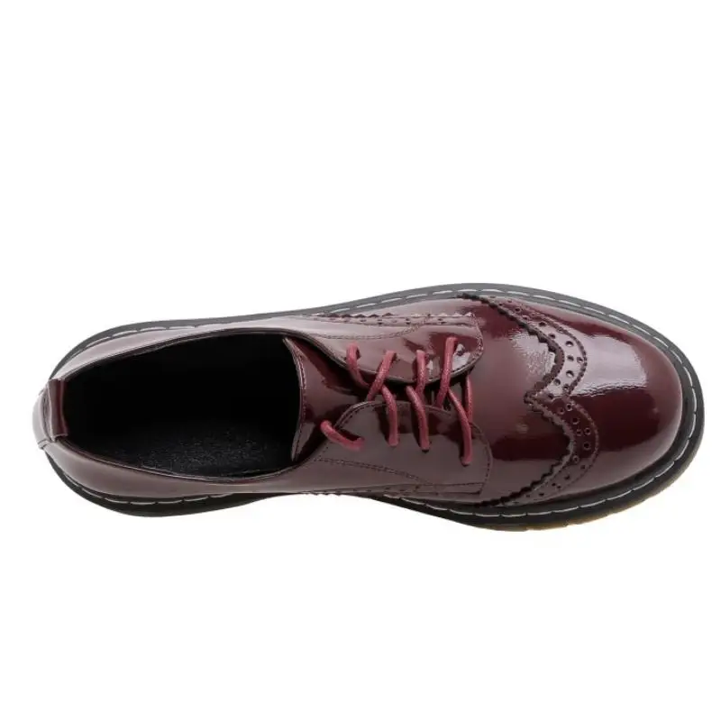 Coolcept/Женская обувь на плоской подошве; новая весенняя повседневная обувь с перфорацией типа «броги»; Женские Повседневные Вечерние Туфли с круглым носком на шнуровке; обувь для отдыха; размеры 34-43