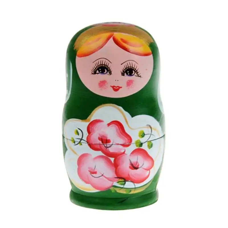 Новинка, русские Матрешки, деревянные Matryoshka, набор кукол, ручная роспись, Декор, русские Матрешки, детские игрушки, кукла для девочек - Цвет: Зеленый