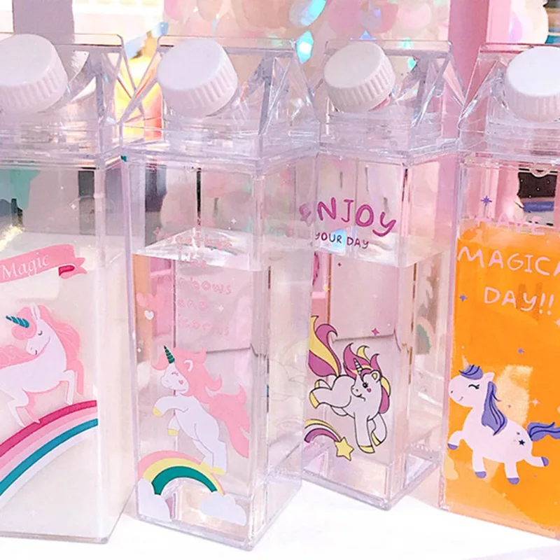 500ml Cute Rainbow Unicorn Water Bottle Sport Garrafa De Agua Plastic Shaker Portable My Drinking Bottle For Water Bottle